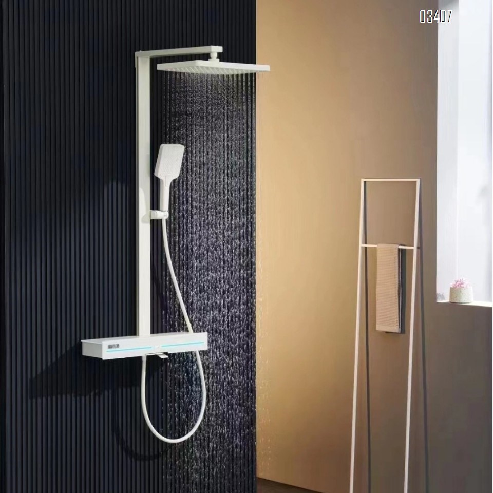 thermostatic Shower Head set Hotel bathroom atmosphere light three-level pressure-increasing shower set Gun grey complete set