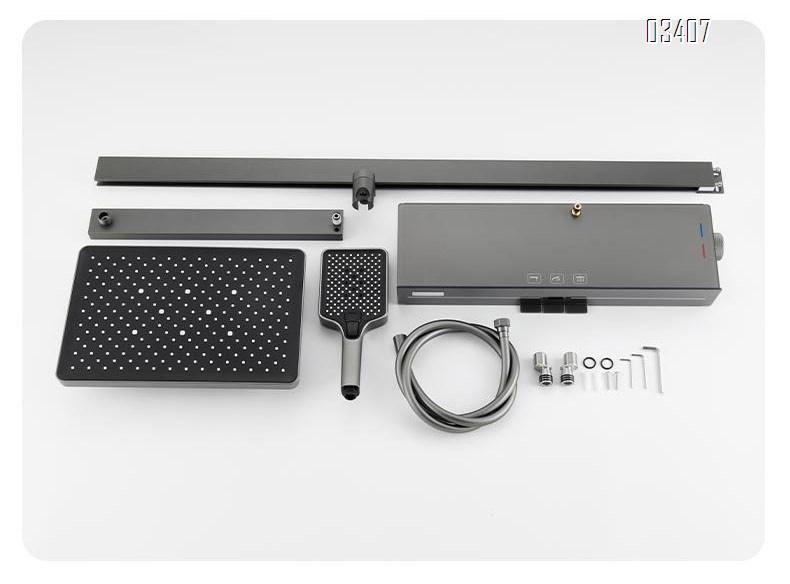 thermostatic Shower Head set Hotel bathroom atmosphere light three-level pressure-increasing shower set Gun grey complete set