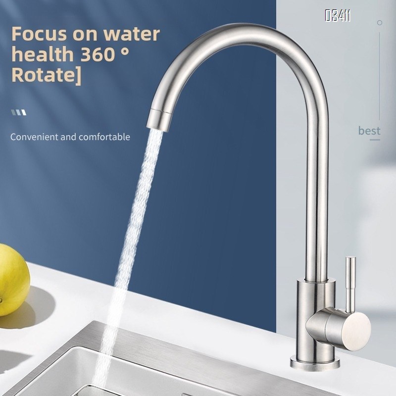 Bar Sink Faucet, SUS304 Stainless Steel Hot and Cold Kitchen Faucet Single Handle Faucet for Outdoor Sink