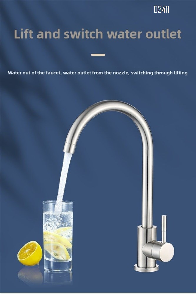 Bar Sink Faucet, SUS304 Stainless Steel Hot and Cold Kitchen Faucet Single Handle Faucet for Outdoor Sink