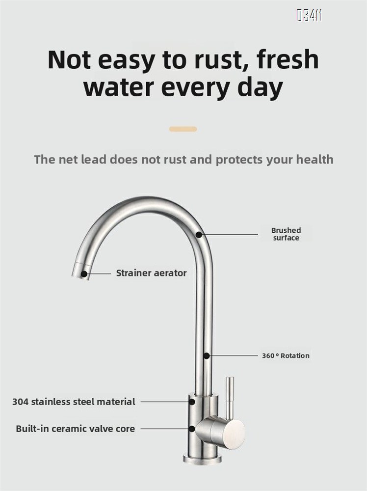 Bar Sink Faucet, SUS304 Stainless Steel Hot and Cold Kitchen Faucet Single Handle Faucet for Outdoor Sink