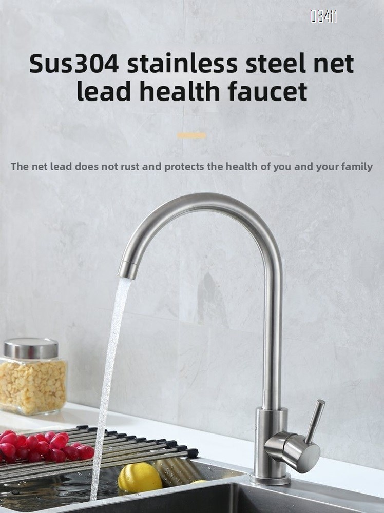 Bar Sink Faucet, SUS304 Stainless Steel Hot and Cold Kitchen Faucet Single Handle Faucet for Outdoor Sink