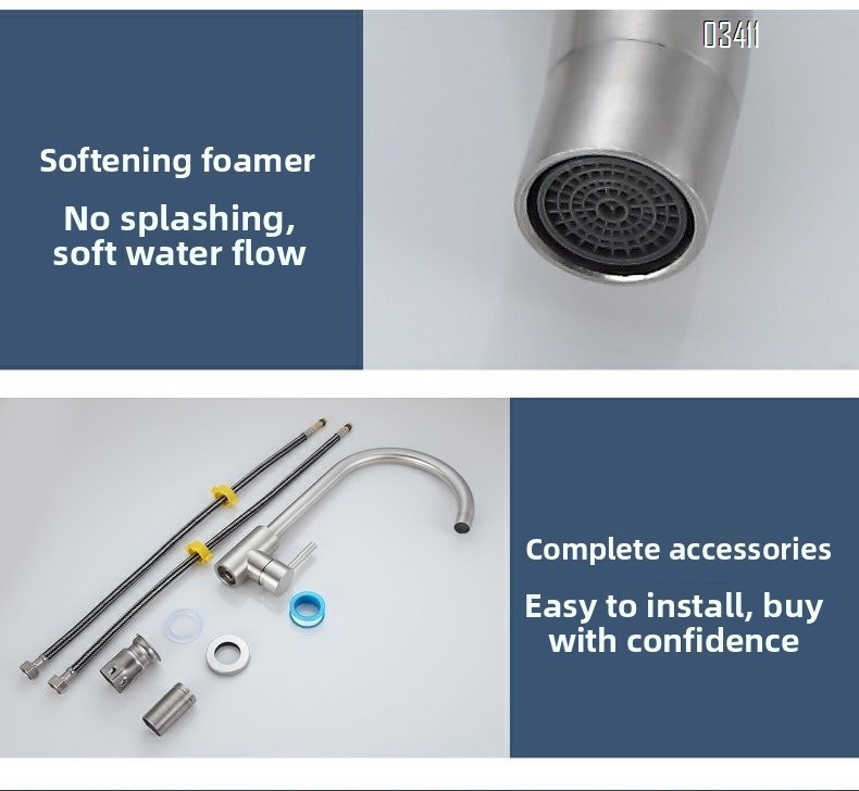 Bar Sink Faucet, SUS304 Stainless Steel Hot and Cold Kitchen Faucet Single Handle Faucet for Outdoor Sink