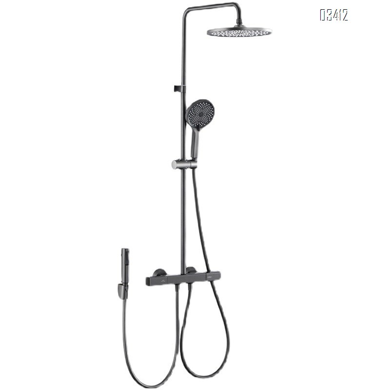 Gun gray double handle and control shower head set home use all Brass bathroom faucet washroom shower head bathing faucet