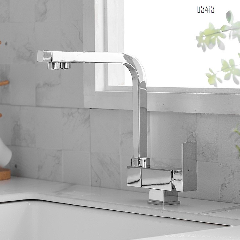 Rotatable Square Kitchen Faucet, Anti-splash Stainless Steel Sink Faucet, Single Handle  Kitchen Faucet for Sink