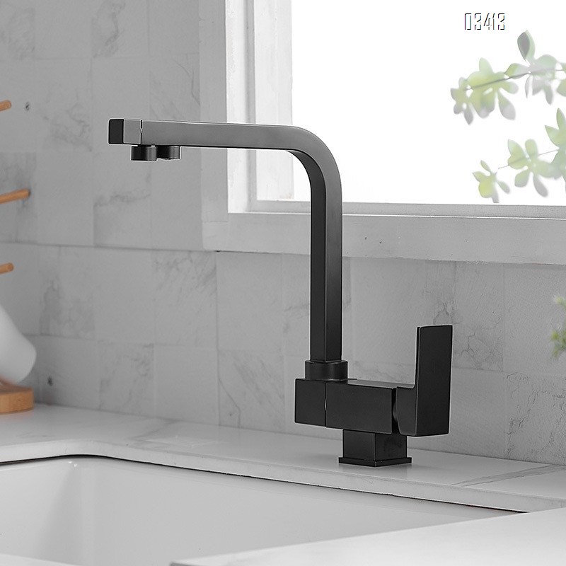 Rotatable Square Kitchen Faucet, Anti-splash Stainless Steel Sink Faucet, Single Handle  Kitchen Faucet for Sink