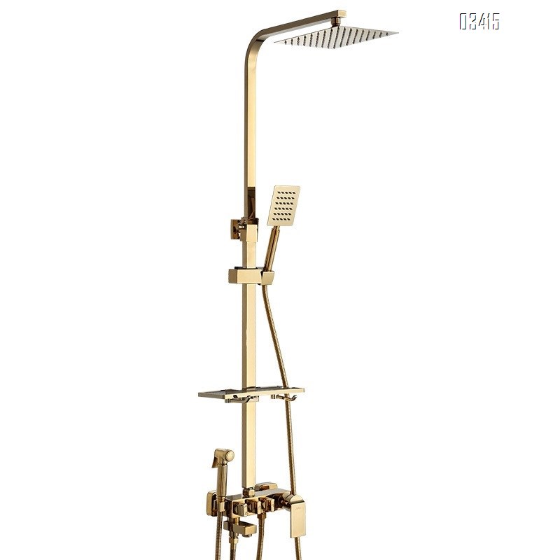 Golden thermostatic shower head set bathroom faucet all-Brass home shower head rain shower spray head shower device