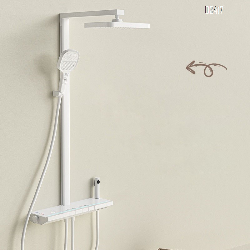 Gun Grey thermostatic shower head set bathroom faucet all-Brass home Digital Display piano key rain spray head shower device