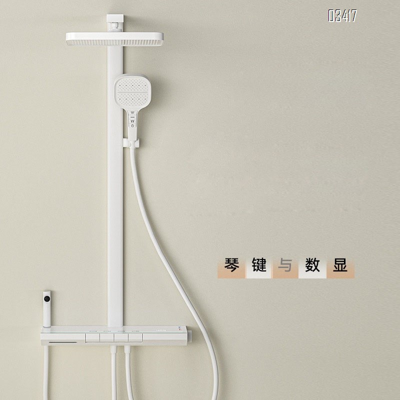 Gun Grey thermostatic shower head set bathroom faucet all-Brass home Digital Display piano key rain spray head shower device