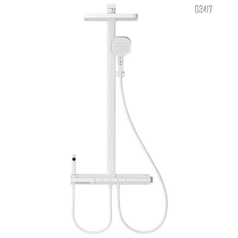 Gun Grey thermostatic shower head set bathroom faucet all-Brass home Digital Display piano key rain spray head shower device