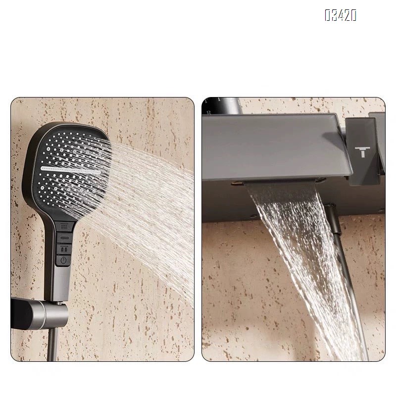 Simple split shower head set home shower bathroom hand-held shower all-Brass waterway wall-mounted shower head