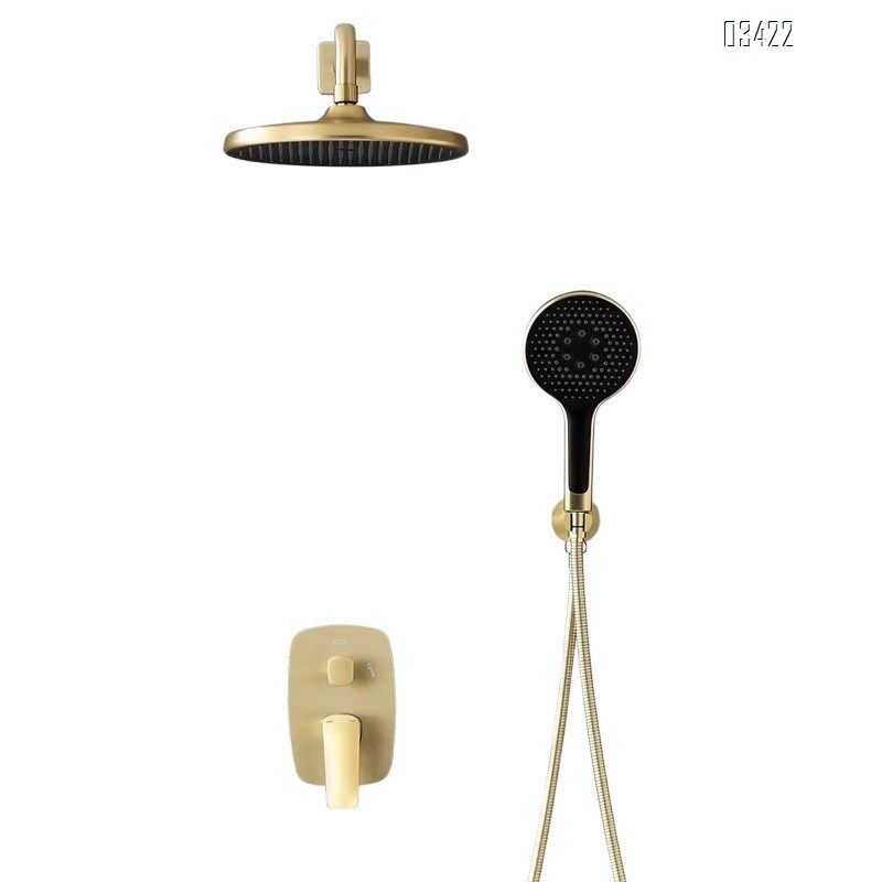 Luxury Wall-mounted installation brushed gold dual-function shower head set for home use embedded hotel engineering concealed Tap