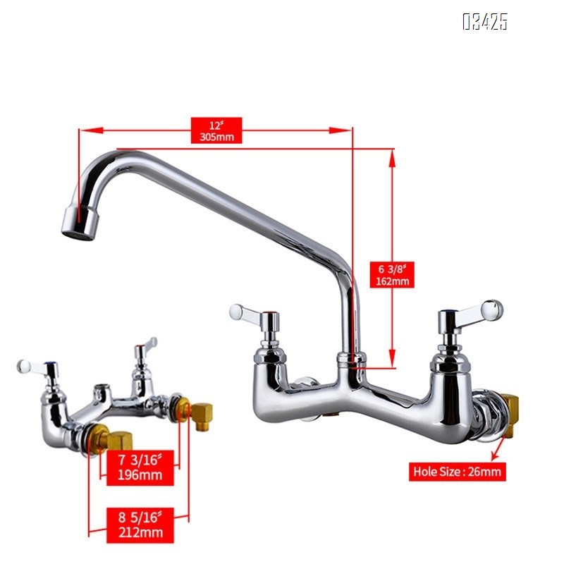 Kitchen Faucets, Kitchen Faucet 3 Hole,Kitchen Sink Faucet, Faucet for Sink 2 Handle Brass, Chrome