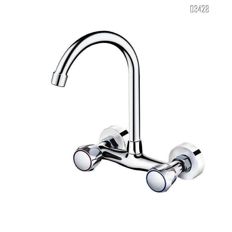 Wall Mount Faucet Commercial Kitchen Faucet  Wall-Mount Utility Sink Faucets, 2 Handle Wall Mounted Faucets for Kitchen Laundry