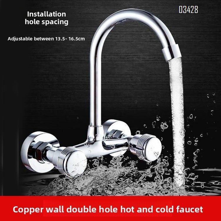 Wall Mount Faucet Commercial Kitchen Faucet  Wall-Mount Utility Sink Faucets, 2 Handle Wall Mounted Faucets for Kitchen Laundry