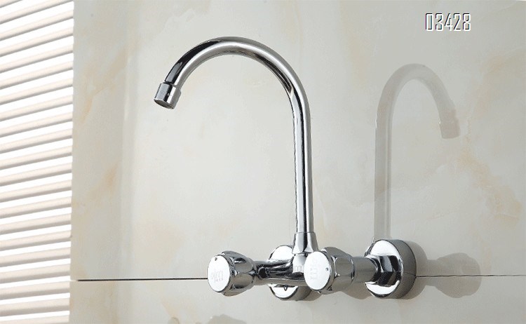 Wall Mount Faucet Commercial Kitchen Faucet  Wall-Mount Utility Sink Faucets, 2 Handle Wall Mounted Faucets for Kitchen Laundry