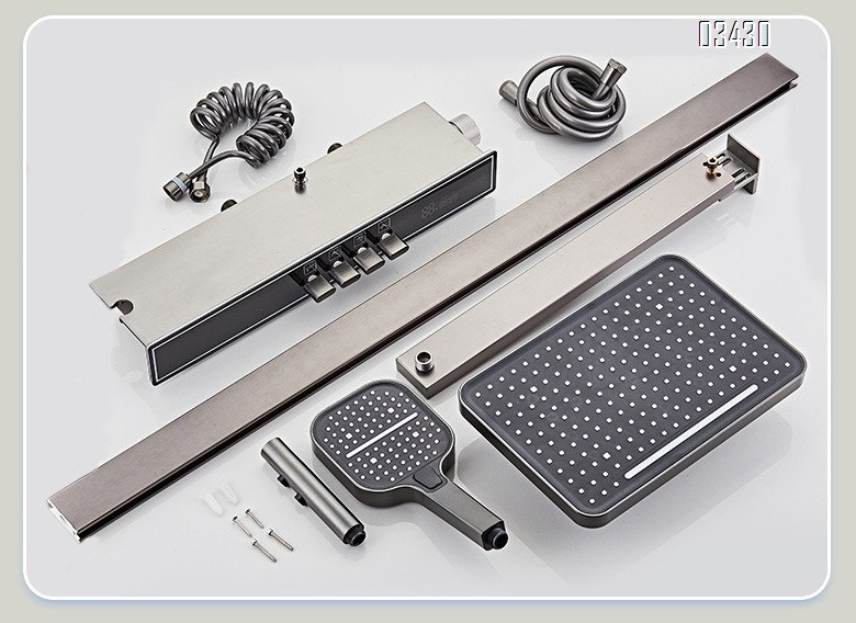 Aluminum Shower Head Set with LED Display for Home Bathroom Space Aluminum Large Storage High-Pressure Shower Head Set