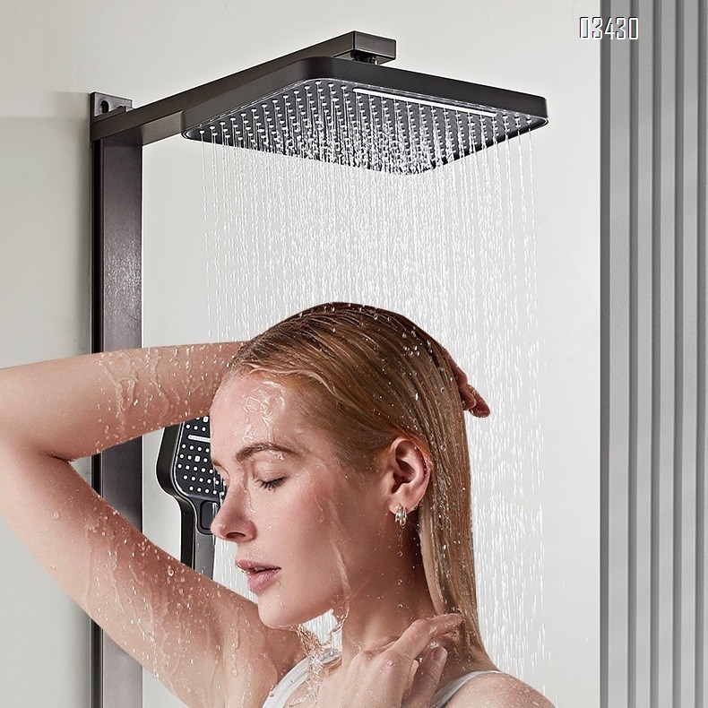 Aluminum Shower Head Set with LED Display for Home Bathroom Space Aluminum Large Storage High-Pressure Shower Head Set