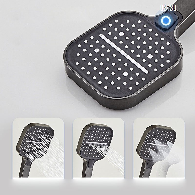 Aluminum Shower Head Set with LED Display for Home Bathroom Space Aluminum Large Storage High-Pressure Shower Head Set