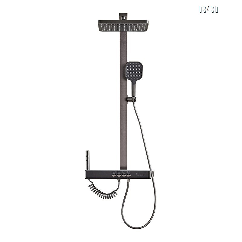 Aluminum Shower Head Set with LED Display for Home Bathroom Space Aluminum Large Storage High-Pressure Shower Head Set