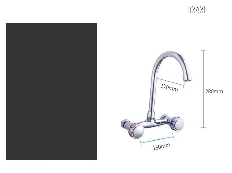 Wall Mounted Kitchen Faucet Commercial Sink Faucet with Gooseneck Swivel Spout 2 Handle Faucet for Home Restaurant Compartment