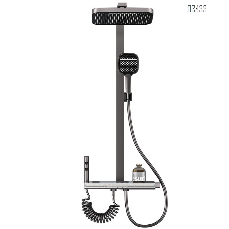 aluminum thermostatic piano key shower head full set a complete set of multi-functional pressure-increasing bathroom home shower head set