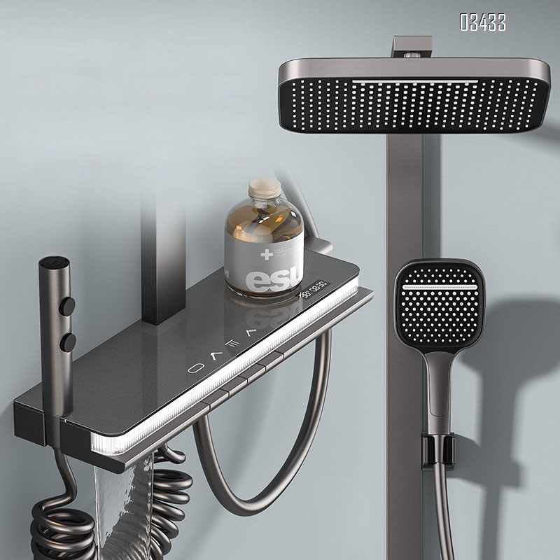 aluminum thermostatic piano key shower head full set a complete set of multi-functional pressure-increasing bathroom home shower head set