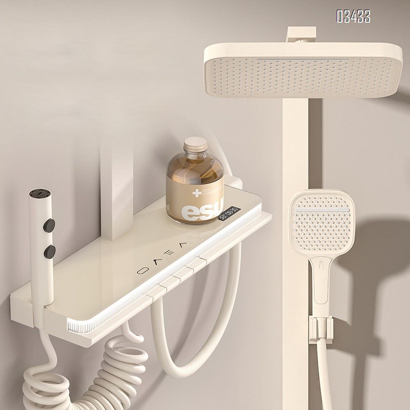 aluminum thermostatic piano key shower head full set a complete set of multi-functional pressure-increasing bathroom home shower head set