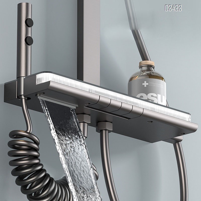 aluminum thermostatic piano key shower head full set a complete set of multi-functional pressure-increasing bathroom home shower head set