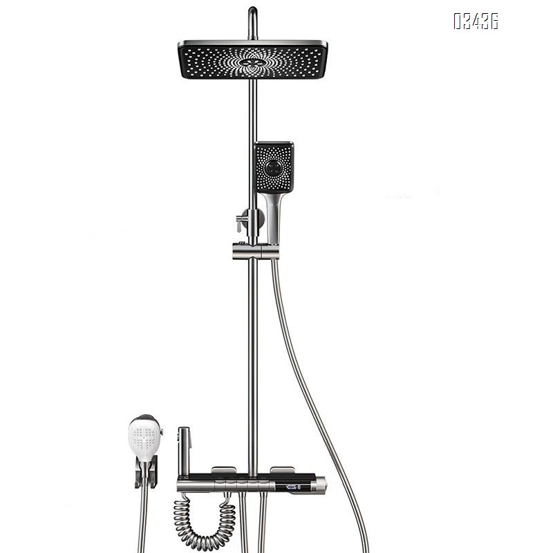 full Brass thermostatic piano key shower head set multi-functional pressure-increasing bathroom home shower head set