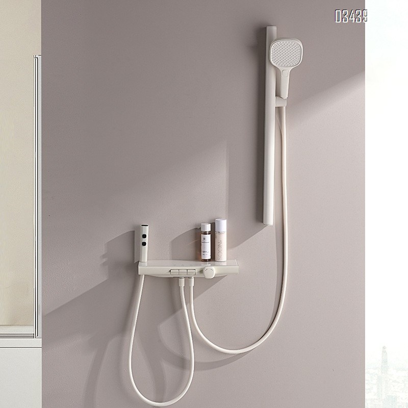 Three-speed shower head set with milky white gunmetal gray Brass nozzle for small apartments hotel and home use