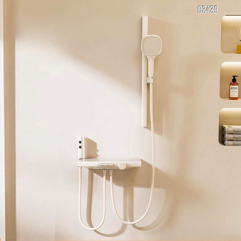 Three-speed shower head set with milky white gunmetal gray Brass nozzle for small apartments hotel and home use