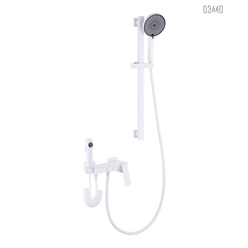 Cream style shower head set white simple no top spray home use shower all Brass thermostatic full set