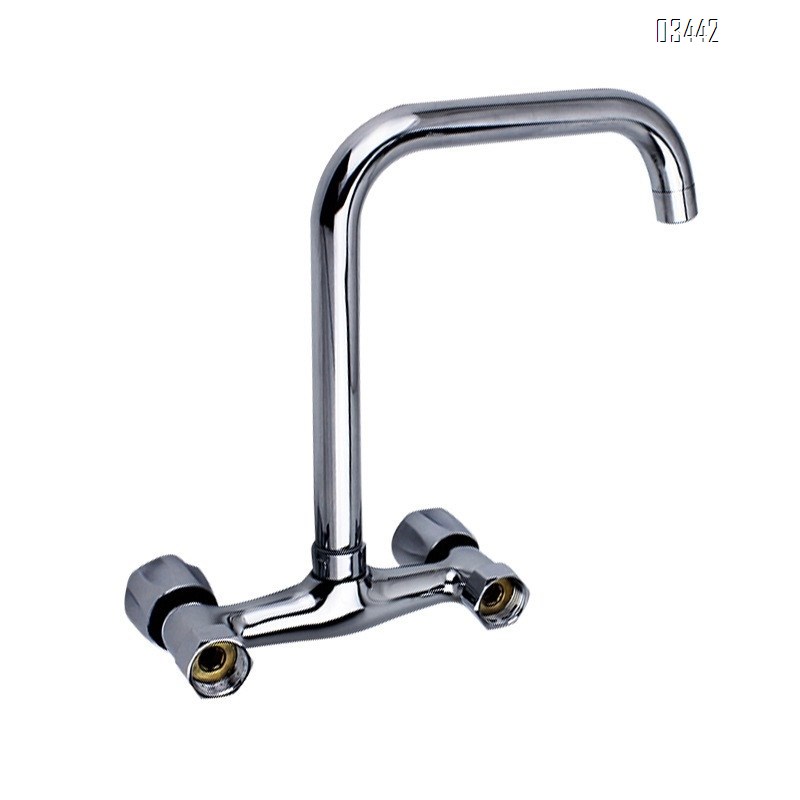 Wall Mount 2 Handle Kitchen Faucet, Chrome  Kitchen Sink Faucet, Modern Commercial Sink Faucet for Laundry Room Restaurant