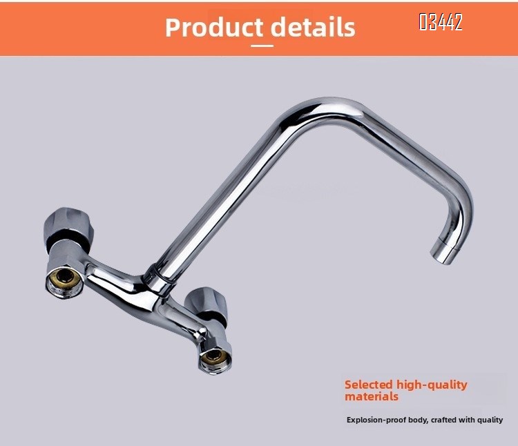Wall Mount 2 Handle Kitchen Faucet, Chrome  Kitchen Sink Faucet, Modern Commercial Sink Faucet for Laundry Room Restaurant