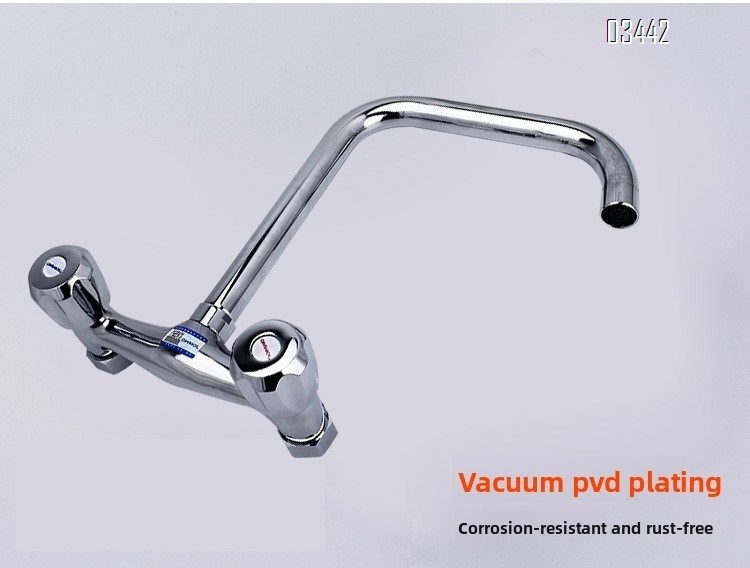 Wall Mount 2 Handle Kitchen Faucet, Chrome  Kitchen Sink Faucet, Modern Commercial Sink Faucet for Laundry Room Restaurant