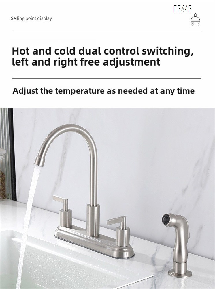 Kitchen Faucets High Arc 360°Rotating Spout Kitchen Sink Faucet 2 Handle  Centerset RV Kitchen Faucet with Side Sprayer, Brushed