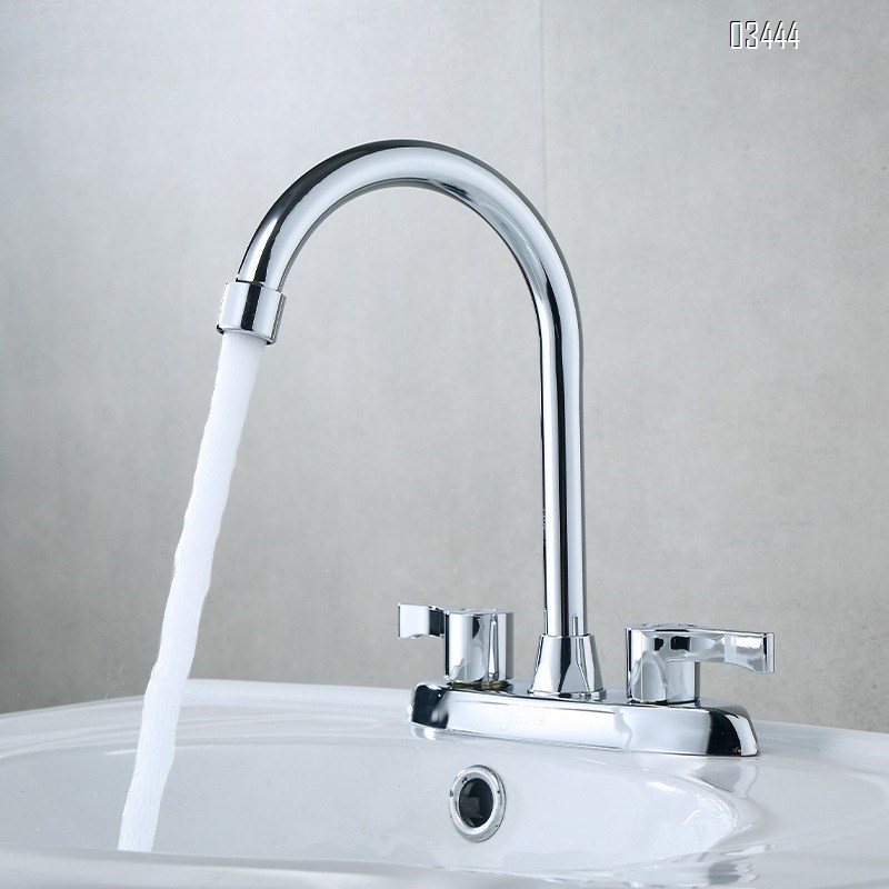 2 Handle Kitchen Sink Faucet, 360 Brassl Pipe 3 Hole Kitchen Faucet, Commercial Modern Chrome Kitchen Sink Faucet