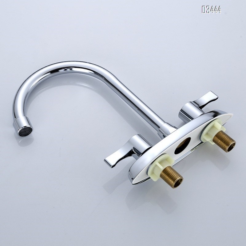 2 Handle Kitchen Sink Faucet, 360 Brassl Pipe 3 Hole Kitchen Faucet, Commercial Modern Chrome Kitchen Sink Faucet