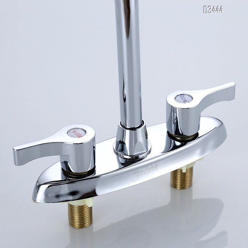 2 Handle Kitchen Sink Faucet, 360 Brassl Pipe 3 Hole Kitchen Faucet, Commercial Modern Chrome Kitchen Sink Faucet