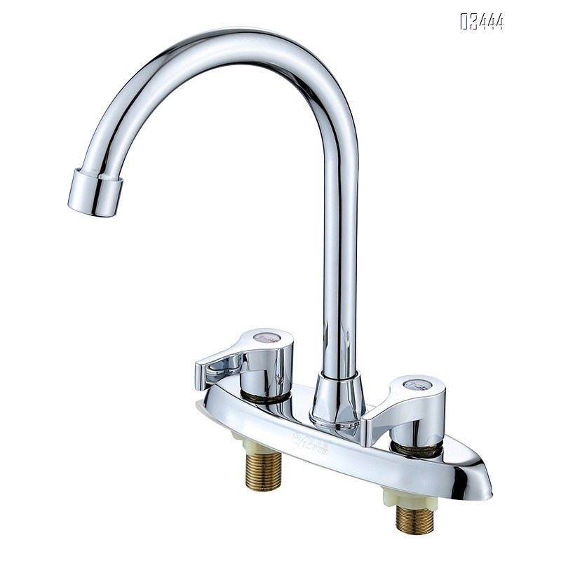 2 Handle Kitchen Sink Faucet, 360 Brassl Pipe 3 Hole Kitchen Faucet, Commercial Modern Chrome Kitchen Sink Faucet