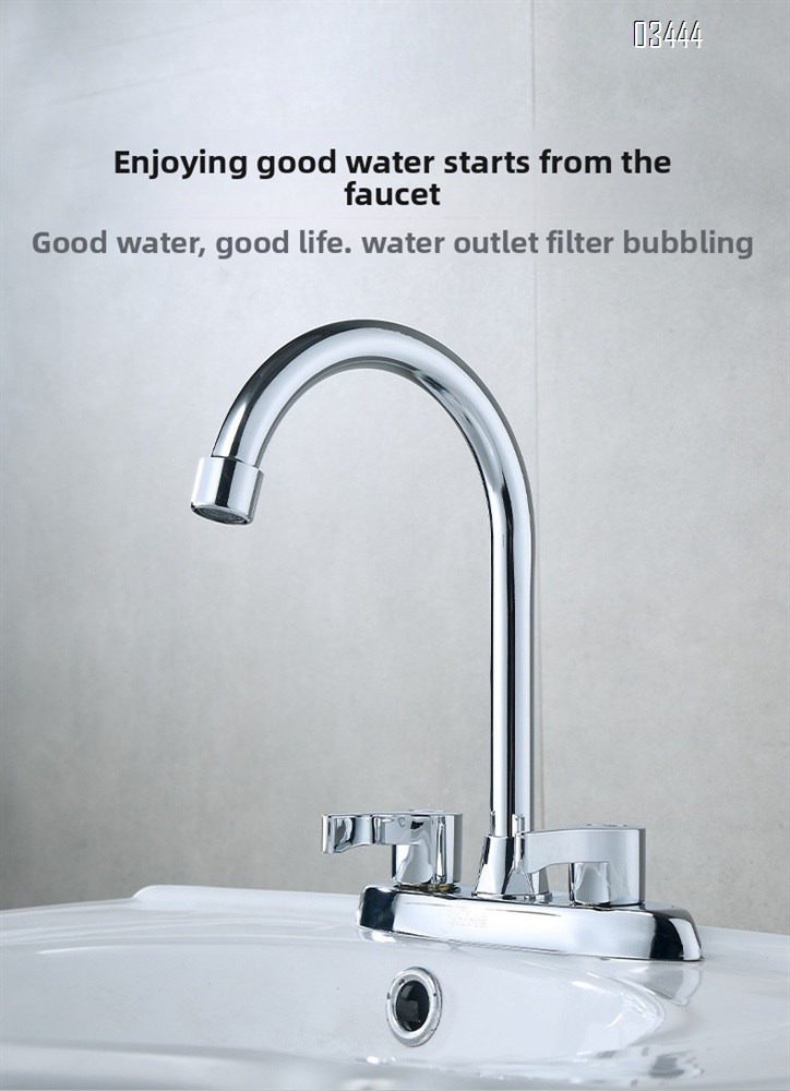 2 Handle Kitchen Sink Faucet, 360 Brassl Pipe 3 Hole Kitchen Faucet, Commercial Modern Chrome Kitchen Sink Faucet