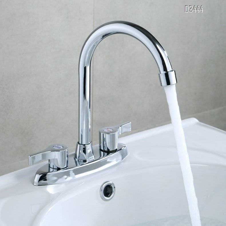2 Handle Kitchen Sink Faucet, 360 Brassl Pipe 3 Hole Kitchen Faucet, Commercial Modern Chrome Kitchen Sink Faucet