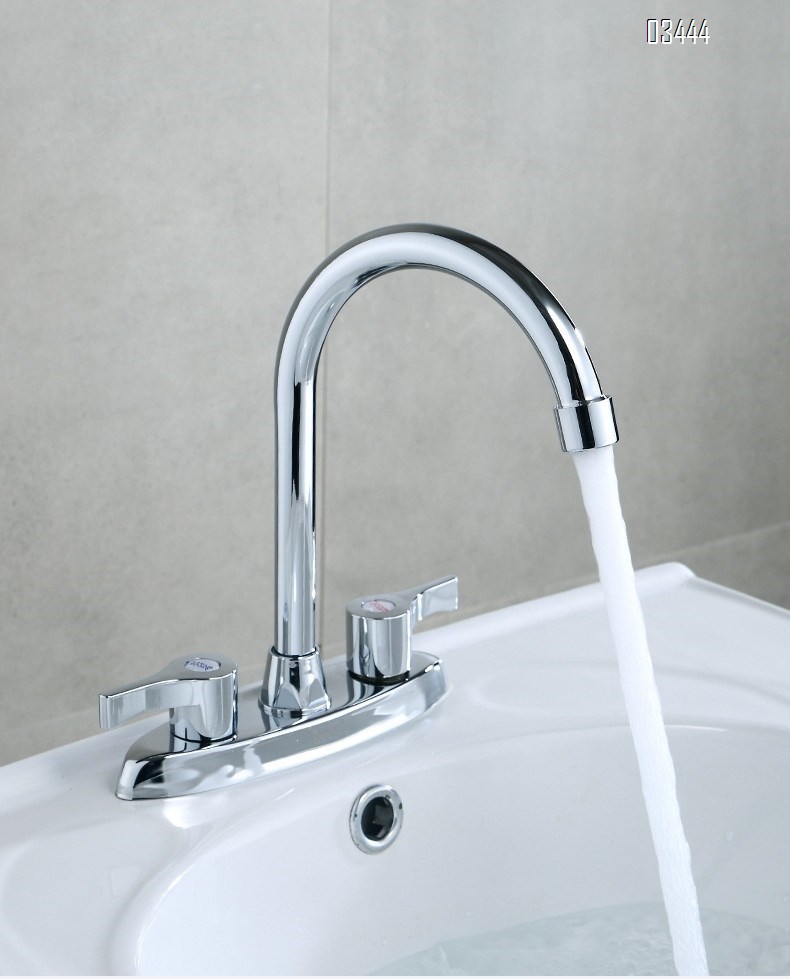 2 Handle Kitchen Sink Faucet, 360 Brassl Pipe 3 Hole Kitchen Faucet, Commercial Modern Chrome Kitchen Sink Faucet