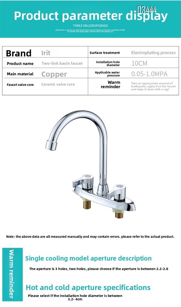 2 Handle Kitchen Sink Faucet, 360 Brassl Pipe 3 Hole Kitchen Faucet, Commercial Modern Chrome Kitchen Sink Faucet