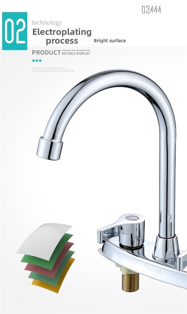 2 Handle Kitchen Sink Faucet, 360 Brassl Pipe 3 Hole Kitchen Faucet, Commercial Modern Chrome Kitchen Sink Faucet