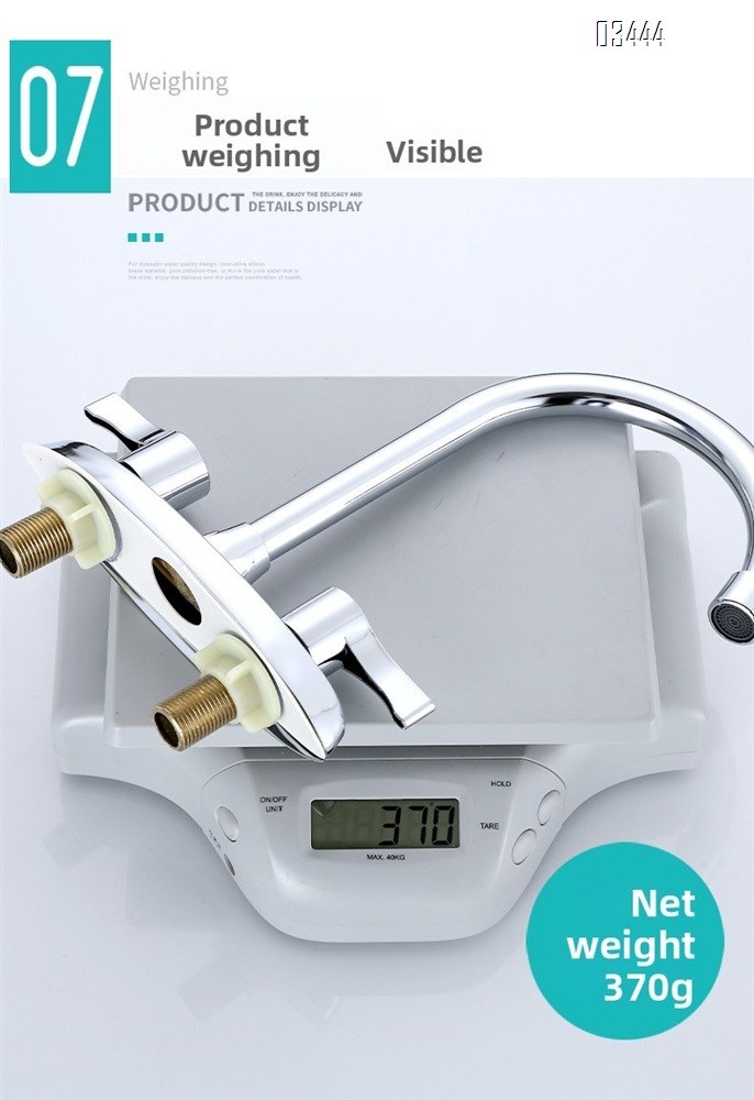 2 Handle Kitchen Sink Faucet, 360 Brassl Pipe 3 Hole Kitchen Faucet, Commercial Modern Chrome Kitchen Sink Faucet