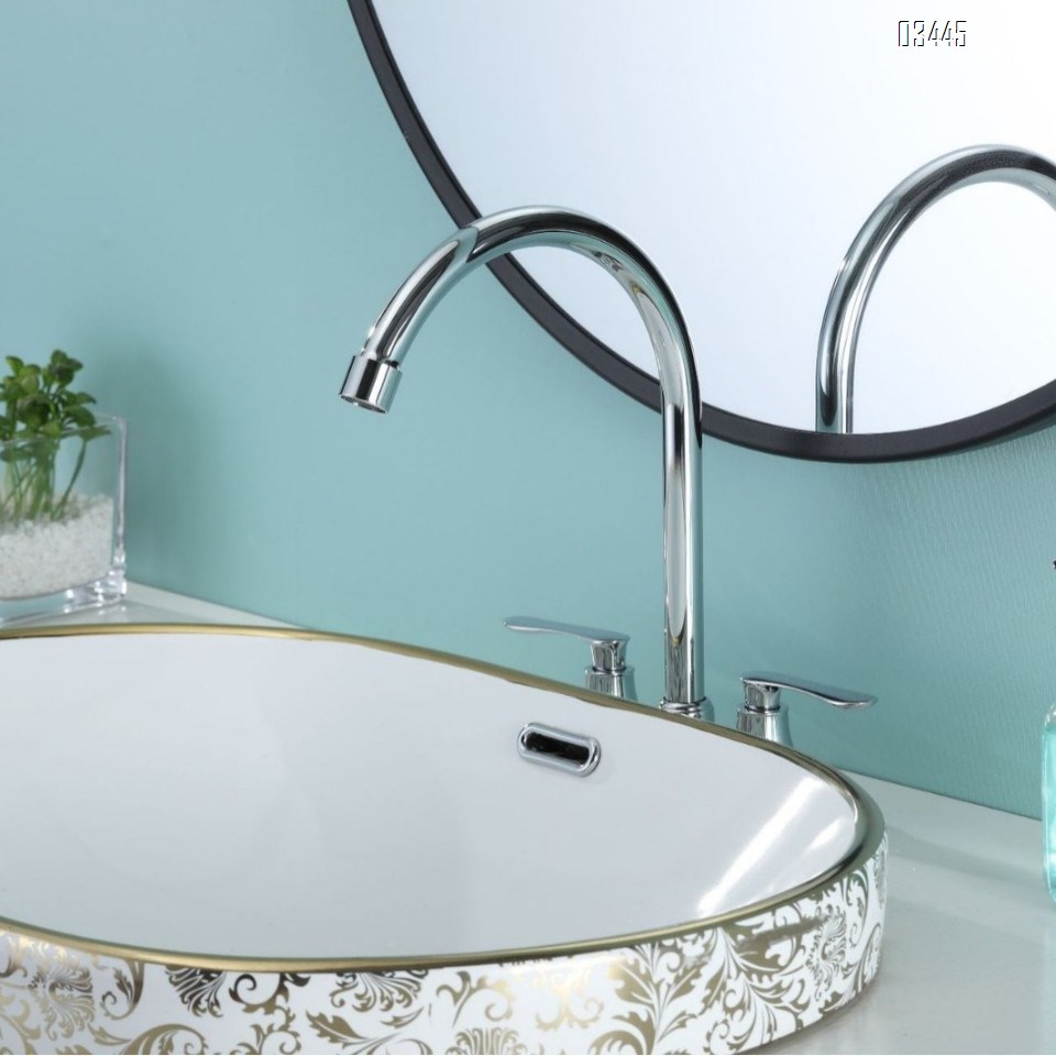 Kitchen Faucet for Sink 3 Holes Dual Handle Kitchen Sink Faucets High Arc 360° Rotating Spout , Without Side Sprayer