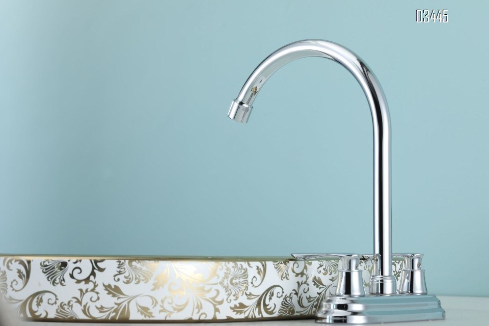 Kitchen Faucet for Sink 3 Holes Dual Handle Kitchen Sink Faucets High Arc 360° Rotating Spout , Without Side Sprayer