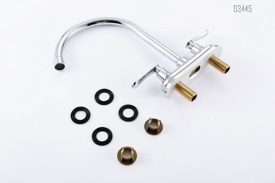 Kitchen Faucet for Sink 3 Holes Dual Handle Kitchen Sink Faucets High Arc 360° Rotating Spout , Without Side Sprayer